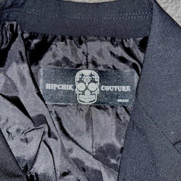 HIPCHIK COUTURE Black Embellished Star Studded Rocker Jacket  Made in USA XXS XS - Picture 7 of 10